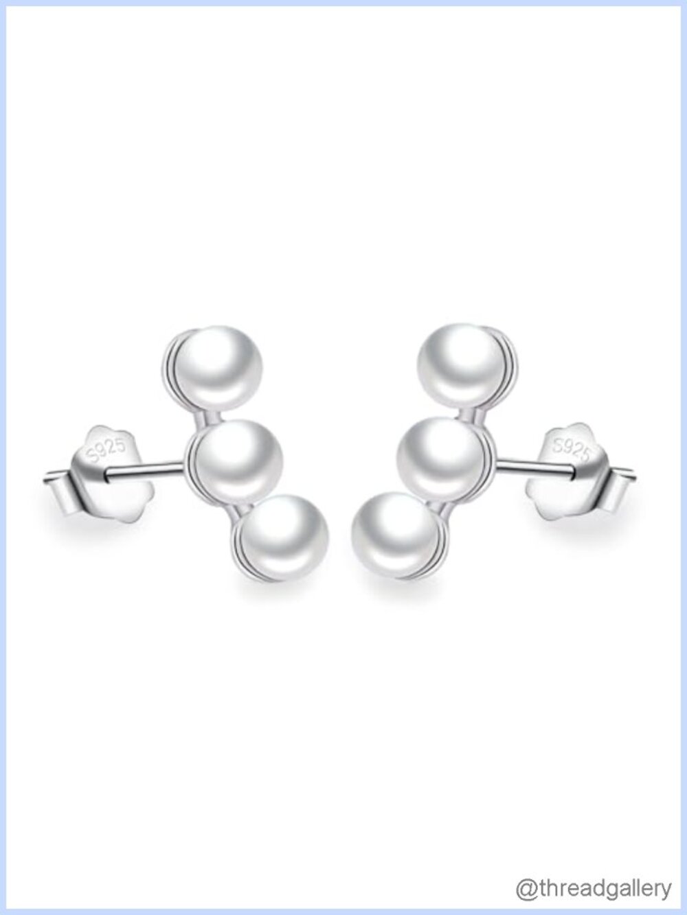 925 Sterling Silver Pearl Ear Crawler Stud Earrings Hypoallergenic